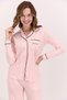 Pink Women's Pajama Set, White Striped Pajama Set, Seasonal Long Sleeve Shirt Pajama - 3