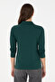 Women's Dark Green Basic Polo Neck Sweatshirt 50289541-Vr079 - 5