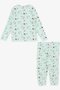 Macawı Girls' Pajama Set with Colorful Helicopter Pattern, Ages 1.5-5, Water Green - 2