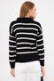 Women's Black Striped Polo Neck Knitwear Sweater Arm-22Y012006 - 5