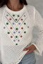 Women's Beige Standard Size Openwork Embroidered Knitwear Sweater