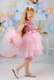 Girl's Pompom Sleeves Evening Dress Birthday Dress Pink - 3