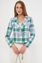 Women's Green-Blue Double Breasted Collar Tweed Crop Jacket Arm-24K 001014 - 4