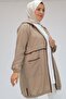 43032 Large Size Linen Cap with Piping Detail - Mink - 2