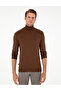 Dark Brown Slim Fit Turtleneck Basic Knitwear Sweater 50296602-Vr084 - 3