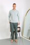 Moda Çizgi Men's Combed Cotton Long Sleeve Pajama Set 6860 Water Green - 2