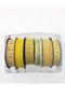 Yellow Colored Combination Ribbon Set, Plaid, Lace, Polka Dot, Heart, Patterned - 4