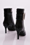 Women's Square Buckle Heeled Boots Black Snake Metallic 435212821 - 3