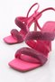 2032 Women's Silver Stone Heeled Sandals with Thick Rows and Crossed Straps - 4