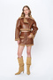 Front Zipper Pocket Detailed Mini Leather Skirt Tan - 4