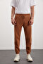 Loic Men's Soft Elastic Tight Leg Three Pockets Organic Cotton Brown Sweatpants - 4