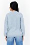 Women Crew Neck Long Sleeve Embroidered Logo Sweater, Light Blue - 3