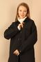 Jacquard Fabric Small Square Pattern Oversize Women's Shirt-Black - 2
