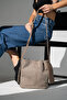 Sç209 Mink Suede Genuine Leather Women's Bag with Shoulder Strap - 5