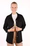 Black Sportswear Stitching Pocket Detail Suede Shirt 7325A - 3
