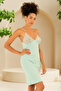 Mint Green Lace Detail Thin Strap Cotton Nightgown - 2
