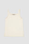 Baby Girl Ribbed Textured Strappy Beige Tank Top