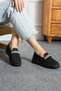 Trula Women's Moccasin Shoes Knitwear Woven Band Stoned Ballerinas Black