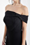 Women's Black Boat Neck Midi Evening Dress - 3