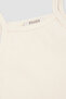 Baby Girl Ribbed Textured Strappy Beige Tank Top - 3