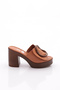 Women's Heeled Slippers Tan Genuine Leather 314103992