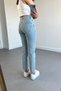 By-7510 High Waist Mom Jeans Snow Wash Lycra Stone Skinny Leg Jeans - 2