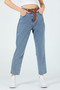 By-9381 Women's Mom Jeans Snow Wash Stone High Waist Narrow Leg Denim Pants - 3