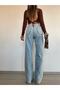 Light Blue Snow Wash Super High Waist Wide Leg Denim Jeans 2505frango - 3