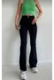 By-7972 Women's Fabric Flare Jeans Colorless Spanish Flare Jeans Black High Waist Pants
