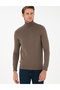 Mink Melange Slim Fit Turtleneck Basic Knitwear Sweater 50296582-Vr174 - 3