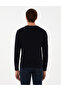 Navy Blue Slim Fit Crew Neck Wool Blend Sweater 50296457-Vr033 - 5