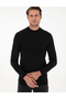 Black Slim Fit Quarter Collar Wool Blend Knitwear Sweater 50296438-Vr046 - 3