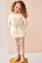 Girl's Rabbit Patterned Winter 3 Thread Cotton Sweatshirt Tights Top and Bottom Set - 2
