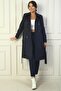 Women's Buttoned Front Waist Belted Pocket Top Coat - 3