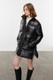 Quilted Inflatable Coat with Right Collar - 3