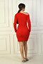 Women's Cross Shoulder Front Pleated Long Sleeve Dress - 4
