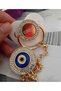 White Zircon Stone Silicone Palate Baby Pacifier and Evil Eye Chain Set (0-6 Months) 0441 - 2