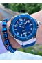 Mrd12342 Navy Blue Silver Color Calendar Men's Wristwatch Bracelet - 2