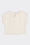 Baby Girl Beige T-Shirt with Ruffle Collar Detail - 2