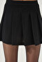 Black Woven Mini Shorts Skirt - Pleated, Lmc0043 - 4