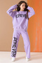 Lilac Forever Text Printed Girl's Tracksuit Set 19571 - 4