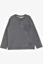 Baby Boy Long Sleeve T-Shirt with Pockets Buttons Embroidered 9 Months-3 Years, Dark Gray Melange