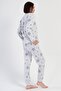 Women's Jacquard Long Sleeve Gray Pajamas Suit C2T3N0O204 - 3