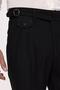 High Waist (Boyfriend Style) Pleated Fabric Pants with Buckle Belt - 6