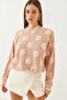 Women's Powder Crew Neck Blouse with Rose Detail 60351006 - 4