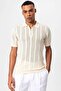 Polo Collar Zippered Knitted Men's T-Shirt - 4