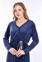 Women's Long Sleeve Velvet Dress - 2