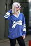 Indigo V-Neck Embroidered Women's Sweater MG1279 - 4