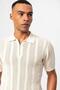 Polo Collar Zippered Knitted Men's T-Shirt - 5