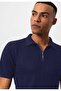 Polo Collar Zippered Knitted Men's T-Shirt - 4